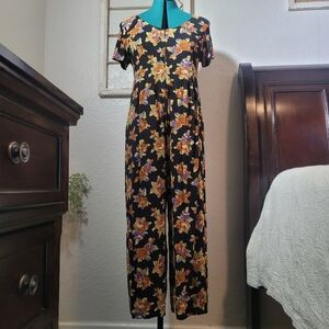 Vintage Joule Energy Black Floral Unique Jumpsuit Size 7